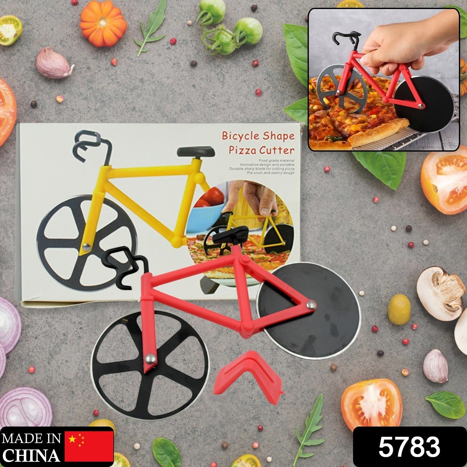 Stainless steel Bicycle shape Unbreakable Handle Pizza cutter | Pastry Cutter | Pizza Slicer with Grip on Handle and Stainless Steel Blade (1 Pc) Stainless steel Bicycle shape Unbreakable Handle Pizza cutter | Pastry Cutter | Pizza Slicer with Grip on Handle and Stainless Steel Blade (1 Pc)
